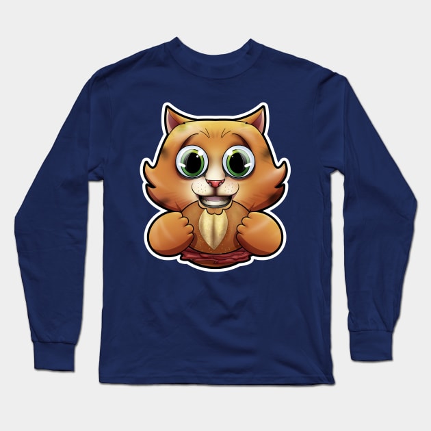 SNAX Kitten eating sandwich Long Sleeve T-Shirt by SilverBaX